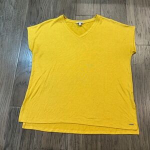 Orvis Classic‎ Collection Women's V-Neck Top Short Sleeve Gold Yellow XL